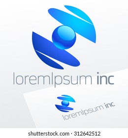 Abstract vector sign. Logotype for Business, Technology, Corporation.