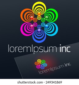 Abstract vector sign on dark Background. Logo for Cosmetics, Fashion  