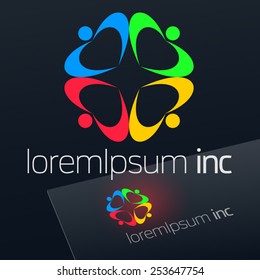 Abstract vector sign on dark Background. Logo for Business, Corporation