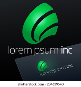 Abstraktes Vektorzeichen auf dunklem Hintergrund. Logotype für Ökologie, Pharmacy, Kosmetische Aktivität 
