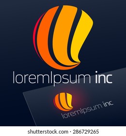 Abstract vector sign on dark Background. Logotype for Cosmetics, Fashion 