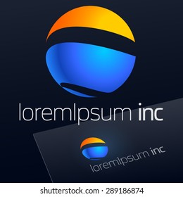Abstract vector sign on dark Background. Logotype for Business, Tourism, Travel
