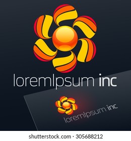 Abstract vector sign on dark Background. Logotype for Cosmetics, Fashion 