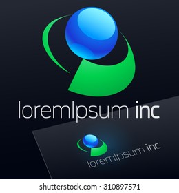Abstract vector sign on dark Background. Logotype for Ecology, Pharmacy, Cosmetic activity
