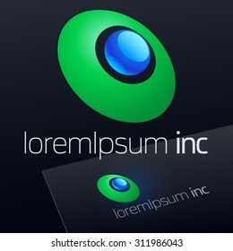 Abstract vector sign on dark Background. Logotype for Ecology, Pharmacy, Cosmetic activity