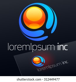 Abstract vector sign on dark Background. Logo for Business, Tourism, Travel