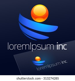 Abstract vector sign on dark Background. Logo for Business, Tourism, Travel