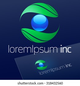 Abstract vector sign on dark Background. Logotype for Pharmacy, Cosmetic, Ecology business