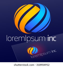 Abstract vector sign on dark Background. Logo for Business, Tourism, Travel