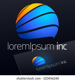 Abstract vector sign on dark background. Logo for Business, Tourism, Travel