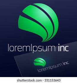 Abstract vector sign on dark Background. Logotype for Ecology, Pharmacy, Cosmetic activity
