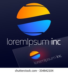 Abstract vector sign on dark background. Logo for Business, Tourism, Travel