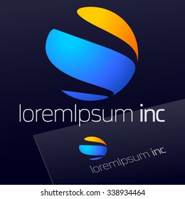 Abstract vector sign on dark background. Logo for Business, Tourism, Travel