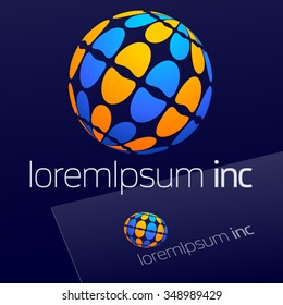 Abstract vector sign on dark Background. Logotype for Business, Technology, Corporation.