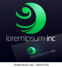 Abstract vector sign on dark Background. Logo for Ecology, Pharmacy, Cosmetic activity