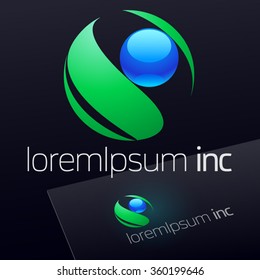 Abstract vector sign on dark Background. Logo for Ecology, Pharmacy, Cosmetic activity