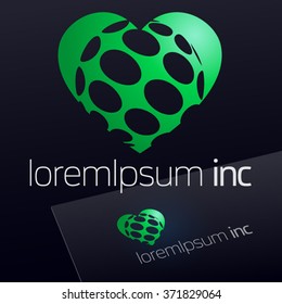 Abstract vector sign on dark Background. Logo for Ecology, Pharmacy, Cosmetic activity