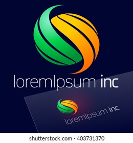 Abstract vector sign on dark Background. Logo for Ecology, Pharmacy, Cosmetic activity
