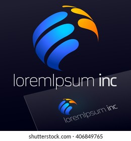 Abstract vector sign on dark Background. Logo for Business, Tourism, Travel