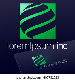 Abstract vector sign on dark Background. Logo for Ecology, Pharmacy, Cosmetic activity