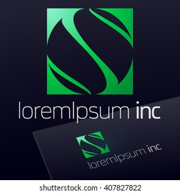 Abstract vector sign on dark Background. Logo for Ecology, Pharmacy, Cosmetic activity