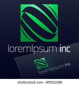 Abstract vector sign on dark Background. Logo for Ecology, Pharmacy, Cosmetic activity