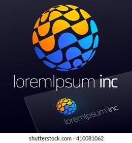 Abstract vector sign on dark Background. Logo for Business, Tourism, Travel