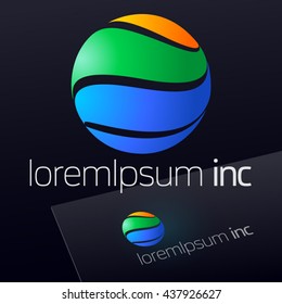 Abstract vector sign on dark Background. Logo for Business, Tourism, Travel