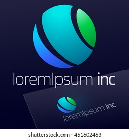 Abstract vector sign on dark Background. Logo for Logotype for Ecology, Pharmacy, Cosmetic activity