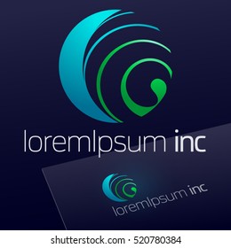 Abstract vector sign on dark Background. Logo for Ecology, Cosmetic, Pharmacy and Medicine activity