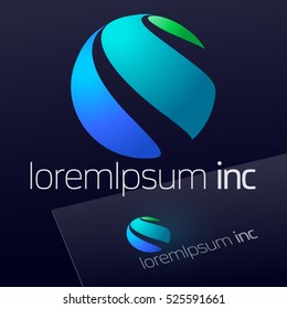 Abstract vector sign on dark Background. Logo for Ecology, Cosmetic, Pharmacy and Medicine activity