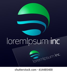Abstract vector sign on dark Background. Logo for Ecology, Cosmetic, Pharmacy and Medicine activity