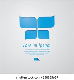 Abstract vector sign with soft pattern. Much space for your text. Stylized butterfly or bloom. Colorfully iconic image. Corporate identity, mark or sign.