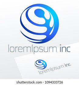 Abstract vector sign in sphere shape. Logo for Business, Technology, Corporation.