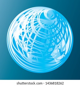 Abstract vector sign in sphere shape. Blue Globe