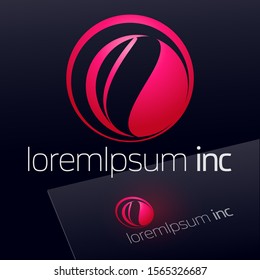 Abstract Vector Sign in Sphere Shape. Red Logo for Media, Fashion, Cosmetics