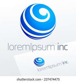 Abstract vector sign in sphere shape. Logo for Media, Business, Technology 
