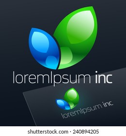 Abstract vector sign in sphere shape. Logo for Ecology, Pharmacy, Cosmetic activity