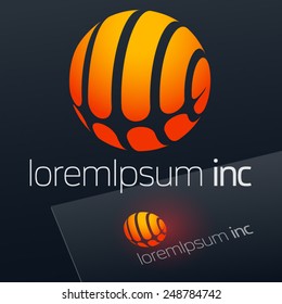 Abstract vector sign in sphere shape. Logo for Business, Media, Technology 