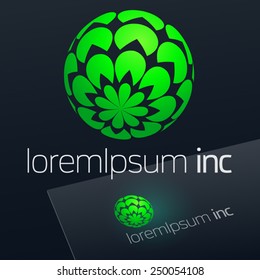 Abstract vector sign in sphere shape. Logo for Ecology, Pharmacy, Medicine activity