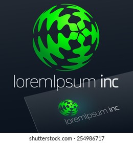 Abstract vector sign in sphere shape. Logo for Ecology, Pharmacy activity 