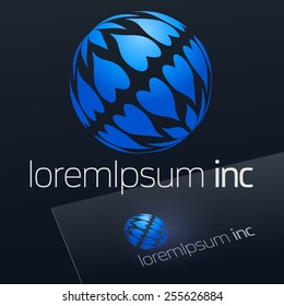 Abstract vector sign in sphere shape. Logo for Cosmetics, Fashion