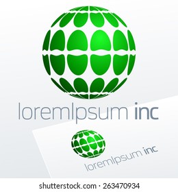 Abstract vector sign in sphere shape. Logo for Business, Technology, Corporation.