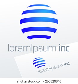 Abstract vector sign in sphere shape. Logo for Business, Media, Corporation.