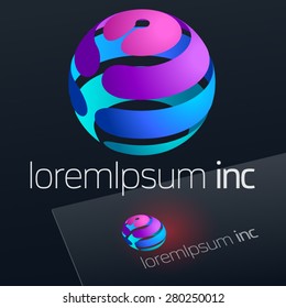 Abstract vector sign in sphere shape. logotype for Business, Media, Corporation