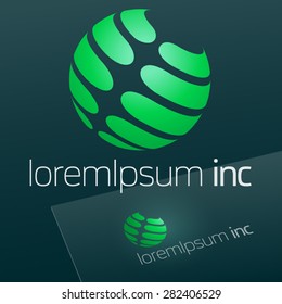 Abstract vector sign in sphere shape. Logotype for Ecology, Pharmacy, Cosmetic activity