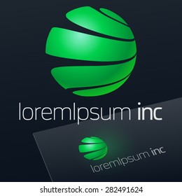 Abstract vector sign in sphere shape. Logotype for Ecology, Pharmacy, Cosmetic activity