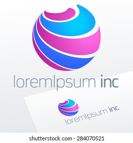 Abstract vector sign in sphere shape. Logotype for Media, Fashion, Cosmetics  