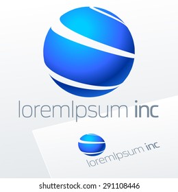 Abstract vector sign in sphere shape. Logotype for Business, Technology, Corporation.