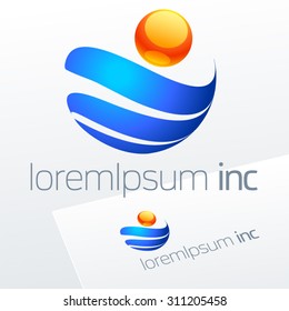 Abstract vector sign in sphere shape. Logo for Business, Tourism, Travel